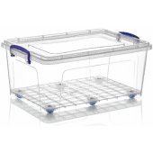 Basket with Wheels Clear 55x37x24cm 30L