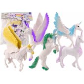 Baltų stebuklingų vienaragių ir pegasų figūrėlių rinkinys, 6 vnt.