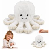 Plush Octopus Plush Toy Cuddly Toy with Elastic Tentacles White 30 cm