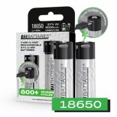 USB-C įkraunami ličio jonų akumuliatoriai 18650 2000mAh (2 vnt.)