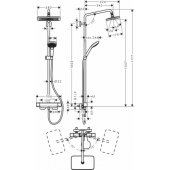 Croma E Showerpipe 280 1jet with thermostat Ecostat E Chrome