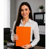 Cardboard Folder with Elastic Band, Lacquered, A4, 300 g/ m2, Orange