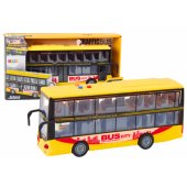 Dviaukštis autobusas 1:16, šviesos, garsai, frikcinė pavara, geltonas