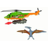 Žalias sraigtasparnio ir dinozaurų transportavimo rinkinys Dino Park