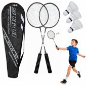 Badminton Set Rackets 3 Shuttlecocks Cover Black