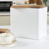 BW12899WEU7 Toronto Bread Bin White/ Wooden