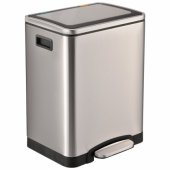 Metalinė šiukšliadėžė 15 l + 15 l, sidabrinė