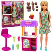 Anlily Doll Saleswoman with Drinks and Snacks Stand Accessories Set