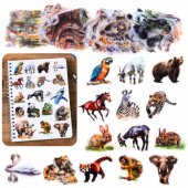 Set of Slippery Transparent Wild Animal Stickers 50 pcs.