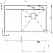 Kitchen sink NT 780x510x200mm rightt surface