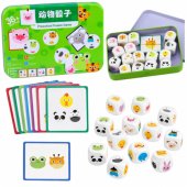 Educational Game For Kids Match Animals Wooden Dice Cards