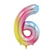 Folio balloon 100cm Number 6 Glossy Colorful