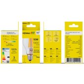 LED Филаментная лампа E27, A60, 10W, 1300lm, 3000K, 360°