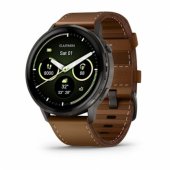 Venu 4 45mm Slate Black with Brown Leather Band 010-03014-03
