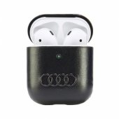 Leather Big Logo Case for AirPods 1/ 2 Black