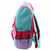 School Backpack White Cat Bag With Bird Pendant 21L