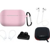 Set for AirPods Pro 2/ 1 + Ear Hook/ Neck Strap/ Carabiner Pink