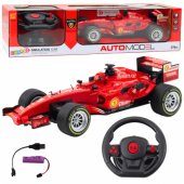 Nuotoliniu būdu valdomas RC lenktyninis automobilis, vairas, šviesos ir garsai, 1:12, raudonas