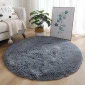 Round Shaggy 80x80 Silver Fur