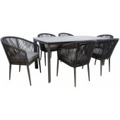 Ecco Table and 6 Chairs Grey