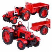 Jokomisiada Red Metal Tractor with trailer Steerable Gu