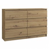 Topeshop DUŻA KOMODA MALWA M6 120 CM 6 SZUFLAD DĄB ARTISAN