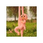 Mascot pliušinė beždžionė su mažyliu, rožinė, 90 cm