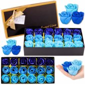 Flower Box Eternal Fragrant Roses Flowers in a Box Blue 18 pcs.