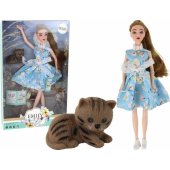 Children®s Doll Emily Spring Long Hair Blue Dress Kitten