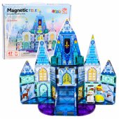 Magnetinės konstruktoriaus kaladėlės Ledo princesės pilis, mėlynos, 47 vnt.