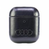 Leather Big Logo Case for AirPods 1/ 2 Black