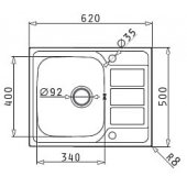 Athena 1-bowl sink with drainer 62 x 50cm