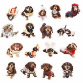 Set of Paper Stickers with Spaniel Dogs for Decorating 50 pcs.