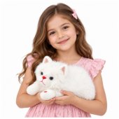 White Plush Kitten Cuddly Toy with Meowing Sounds 40cm