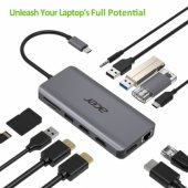 Acer 12-in-1 Type-C adapteris, sidabrinis