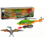 Žalias sraigtasparnio ir dinozaurų transportavimo rinkinys Dino Park