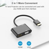 Dual Display 4K HDMI adapter to HDMI + VGA + 3,5 mm