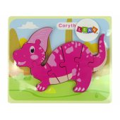 LeanToys Wooden Puzzle Dinosaur Corythosaurus Pink
