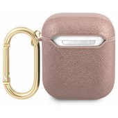GUA2SASMP Saffiano metal logo case for Airpods 1/ 2 Pink