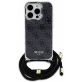 "Crossbody Cord 4G Print Case iPhone 16 Pro Max", juodas