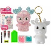 DIY Diamond Creative Kit Pink Reindeer Crystals Sequins 3D Keyring