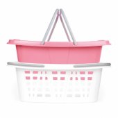 LA030450PNKFPEU7 Set Of Two Laundry Baskets, White/ Pink