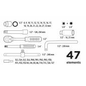 "Top Tools socket wrenches 1/ 4"", 1/ 2"" set of 47 pieces"