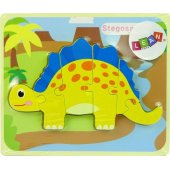 LeanToys Wooden Puzzle Dinosaur Stegosaurus Yellow