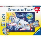 Ravensburger vaikiška dėlionė „Kelionė per kosmosą“ (2 × 24 detalės)