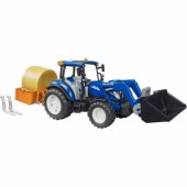 bruder BRUDER New Holland T5.120 su priekiniu krautuvu, pakrovimo dėže ir šakėmis