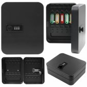 Metal Key Box with Digital Code, 48 Hooks, Black Stickers