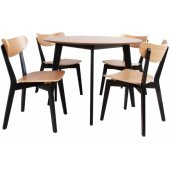 ROXBY Round Table + 4 Chairs Oak/ Black