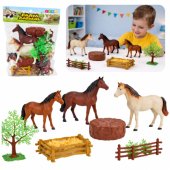 Set of Figures Animals Farm Horses Large Small Trees Fence 23 pcs.
