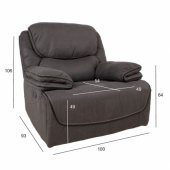 Recliner armchair GORDY with manual mechanism, grey
